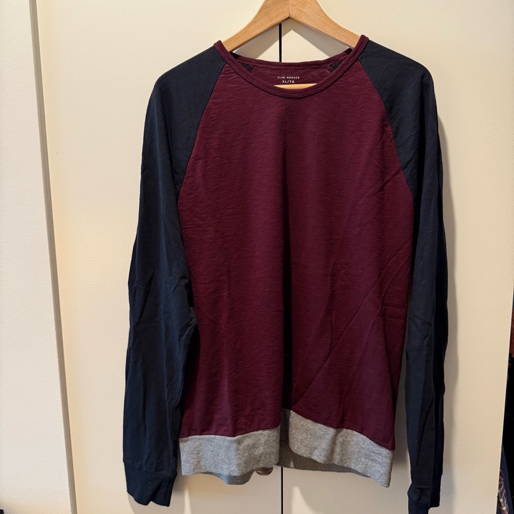 NWOT XL Club Monaco Light Cotton Baseball Crewneck Sweater